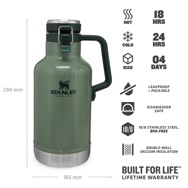 Stanley TheEasy PourBeerGrowler1.9L 64OZ HammertoneGreen 3