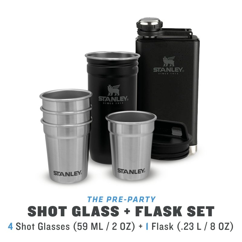 Stanley ThePre PartyShotGlass FlaskSet MatteBlack 2