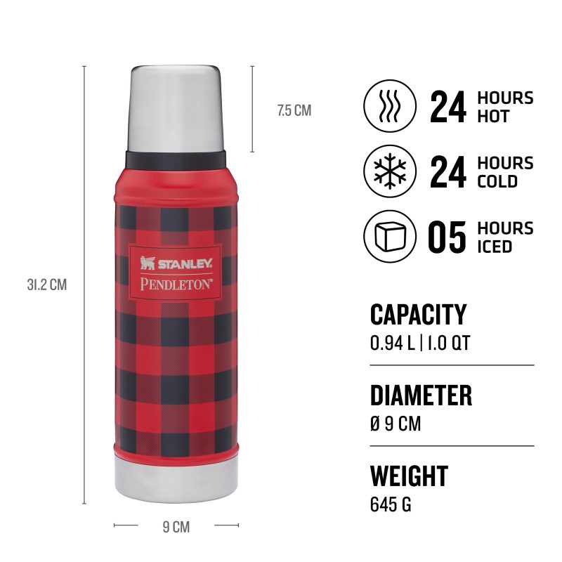 StanleyXPendleton TheLegendaryClassicBottle0.94L 1.1QT BuffaloRedCheck USPs Thermals