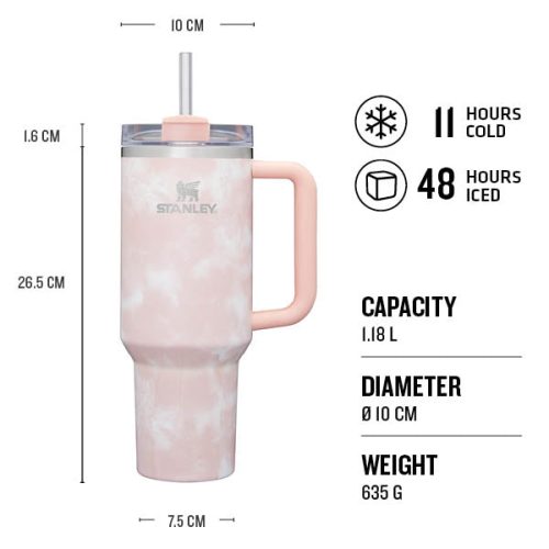 TheQuencherH2.OFlowState Tumbler 1.18L PeachTiedye USPs Thermals